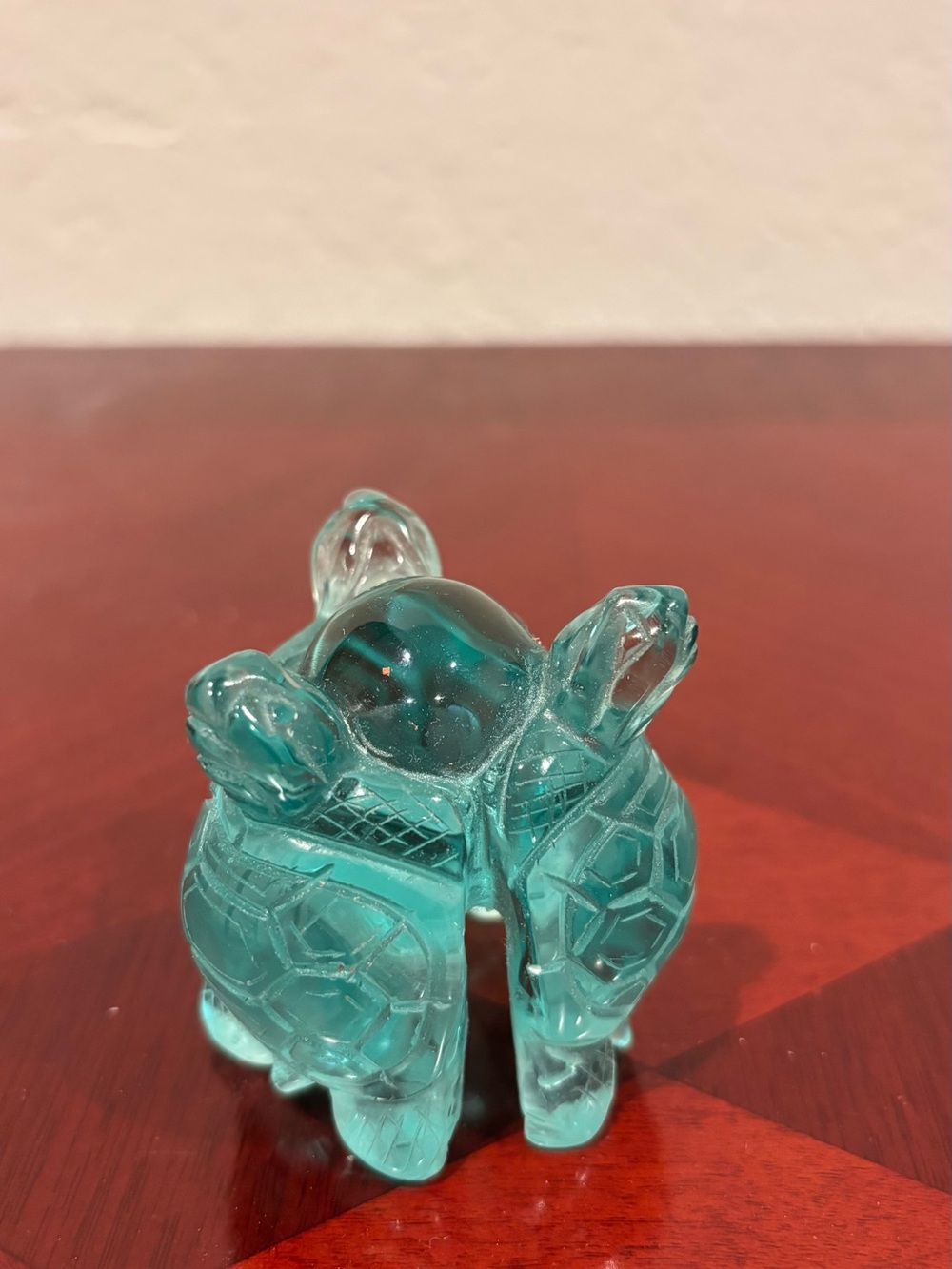 Handblown Teal Glass Turtle Figurine - Decorative Home Accent